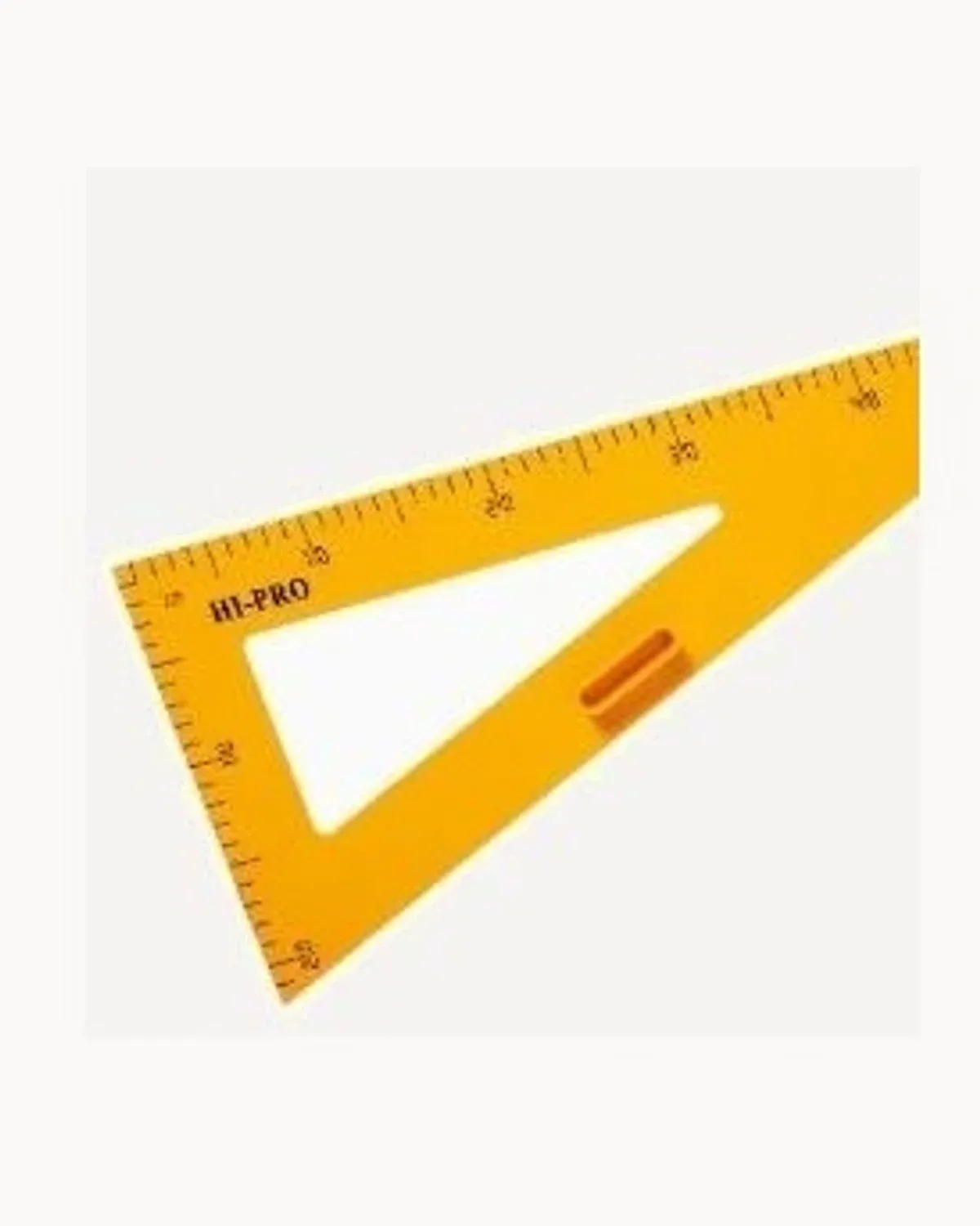 An orange HI-PRO set square with a cut-out centre