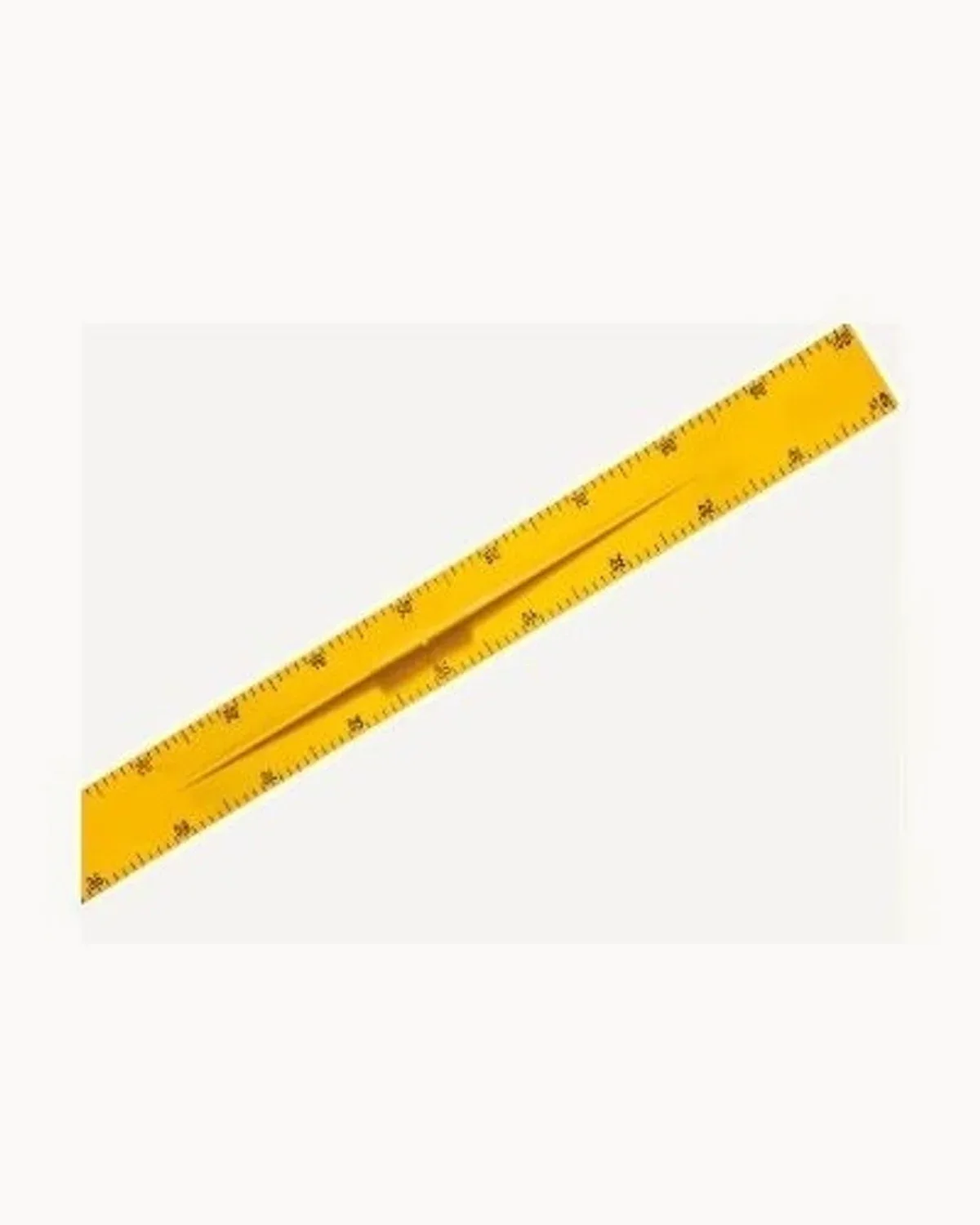 A one metre yellow ruler graduated along its length